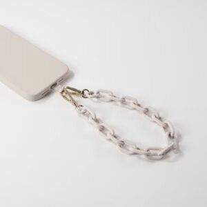 HELLO LUX NWT chunky chain painted phone wristlet -bone